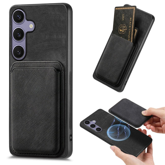 For Samsung Galaxy S25 5G Retro Leather Card Bag Magnetic Phone Case(Black) by buy2fix