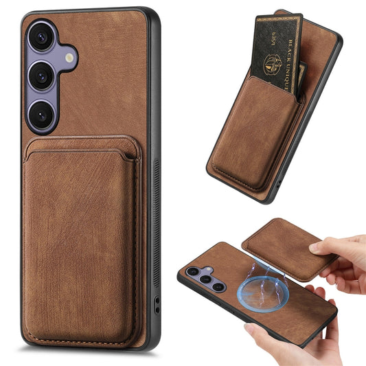 For Samsung Galaxy S25+ 5G Retro Leather Card Bag Magnetic Phone Case(Brown) by buy2fix
