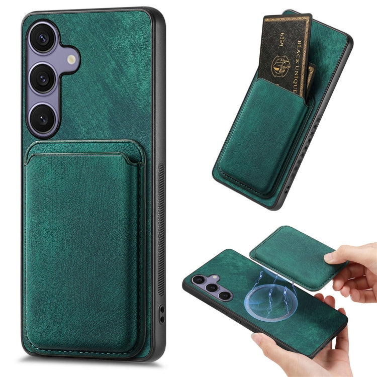 For Samsung Galaxy S25+ 5G Retro Leather Card Bag Magnetic Phone Case(Green) by buy2fix