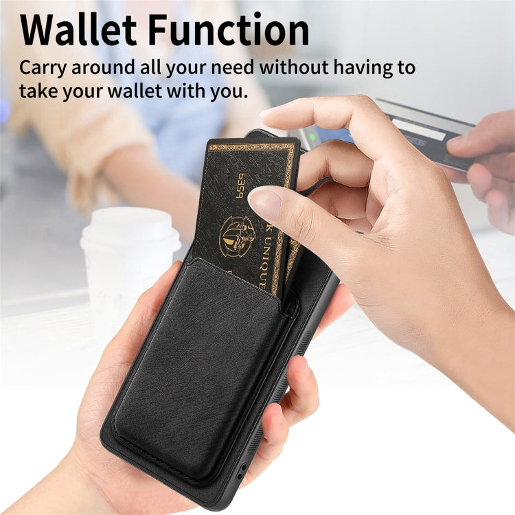 For Samsung Galaxy S25+ 5G Retro Leather Card Bag Magnetic Phone Case(Black) by buy2fix