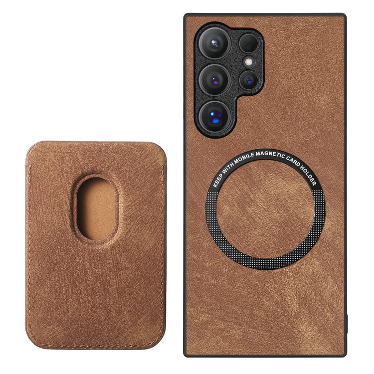 For Samsung Galaxy S25 Ultra 5G Retro Leather Card Bag Magnetic Phone Case(Brown) by buy2fix