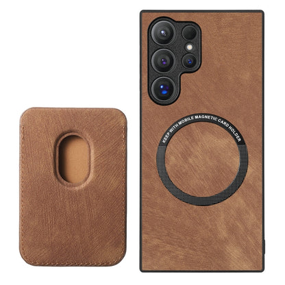 For Samsung Galaxy S25 Ultra 5G Retro Leather Card Bag Magnetic Phone Case(Brown) by buy2fix