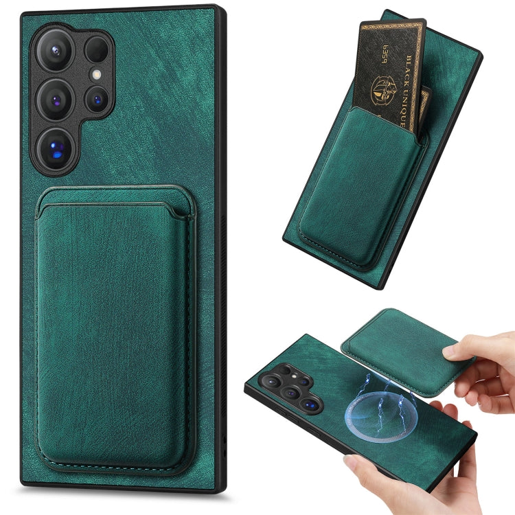 For Samsung Galaxy S25 Ultra 5G Retro Leather Card Bag Magnetic Phone Case(Green) by buy2fix