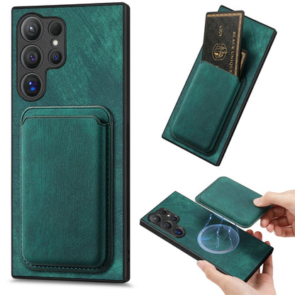 For Samsung Galaxy S25 Ultra 5G Retro Leather Card Bag Magnetic Phone Case(Green) by buy2fix