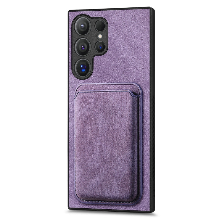 For Samsung Galaxy S25 Ultra 5G Retro Leather Card Bag Magnetic Phone Case(Purple) by buy2fix
