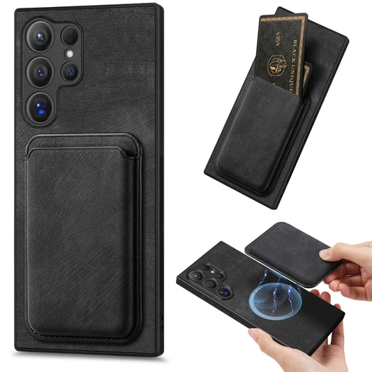 For Samsung Galaxy S25 Ultra 5G Retro Leather Card Bag Magnetic Phone Case(Black) by buy2fix