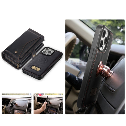 For iPhone 15 Pro Max Multi-functional Zipper Wallet Leather Phone Case(Black) - iPhone 15 Pro Max Cases by buy2fix | Online Shopping UK | buy2fix