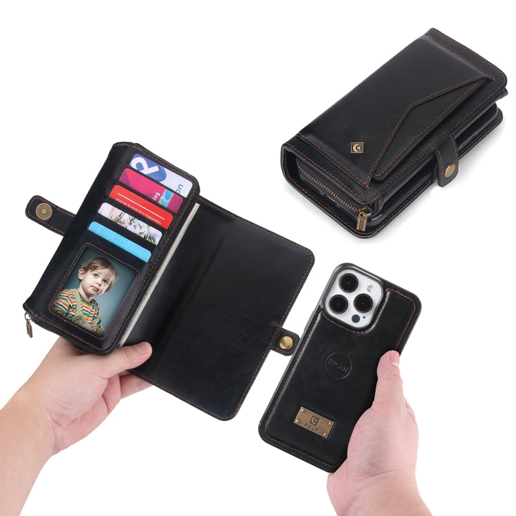 For iPhone 15 Pro Multi-functional Zipper Wallet Leather Phone Case(Black) - iPhone 15 Pro Cases by buy2fix | Online Shopping UK | buy2fix