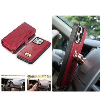 For iPhone 15 Pro Multi-functional Zipper Wallet Leather Phone Case(Red) - iPhone 15 Pro Cases by buy2fix | Online Shopping UK | buy2fix