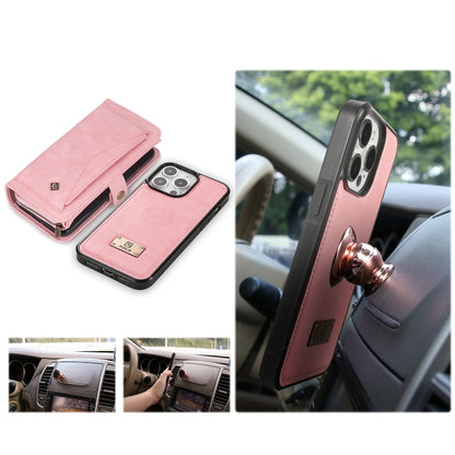 For iPhone 15 Pro Multi-functional Zipper Wallet Leather Phone Case(Pink) - iPhone 15 Pro Cases by buy2fix | Online Shopping UK | buy2fix