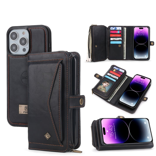For iPhone 14 Plus Multi-functional Zipper Wallet Leather Phone Case(Black) - iPhone 14 Plus Cases by buy2fix | Online Shopping UK | buy2fix