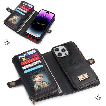 For iPhone 14 Plus Multi-functional Zipper Wallet Leather Phone Case(Black) - iPhone 14 Plus Cases by buy2fix | Online Shopping UK | buy2fix