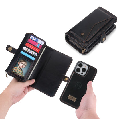 For iPhone 14 Plus Multi-functional Zipper Wallet Leather Phone Case(Black) - iPhone 14 Plus Cases by buy2fix | Online Shopping UK | buy2fix
