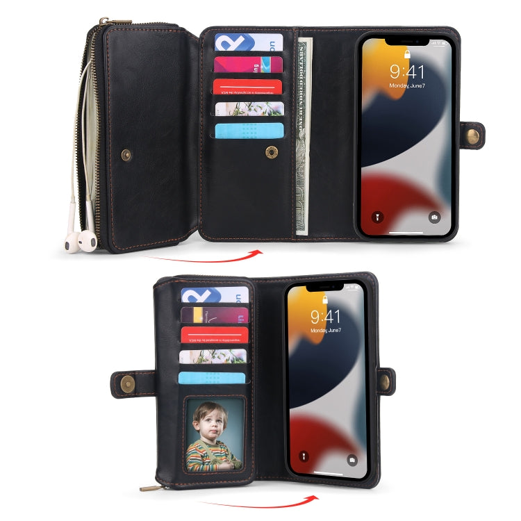 For iPhone 13 Pro Max Multi-functional Zipper Wallet Leather Phone Case(Black) - iPhone 13 Pro Max Cases by buy2fix | Online Shopping UK | buy2fix
