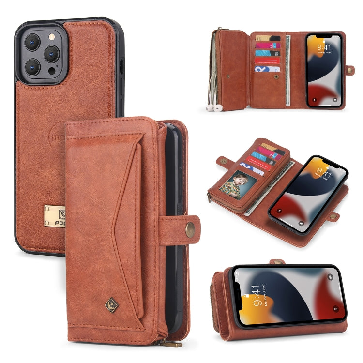 For iPhone 13 Pro Max Multi-functional Zipper Wallet Leather Phone Case(Brown) - iPhone 13 Pro Max Cases by buy2fix | Online Shopping UK | buy2fix