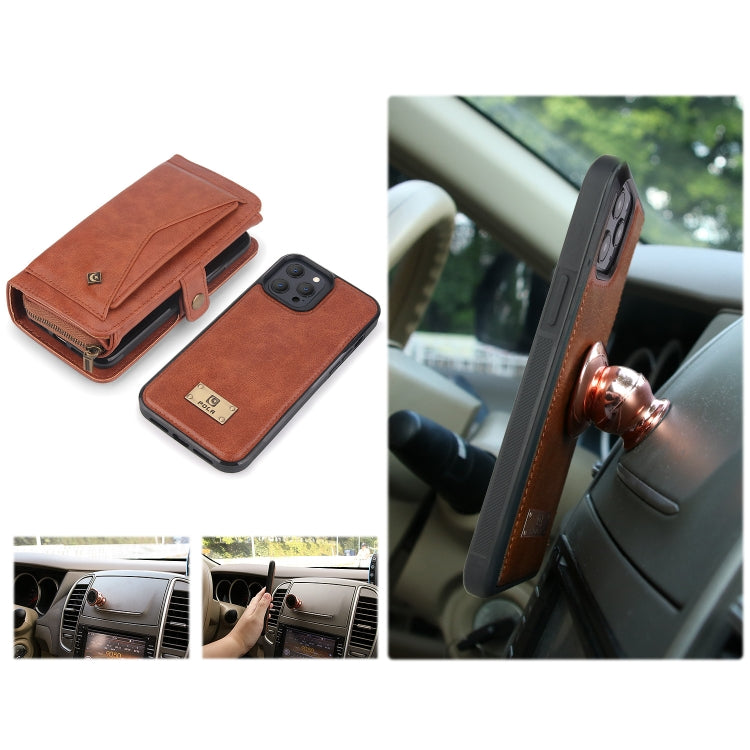 For iPhone 13 Pro Max Multi-functional Zipper Wallet Leather Phone Case(Brown) - iPhone 13 Pro Max Cases by buy2fix | Online Shopping UK | buy2fix