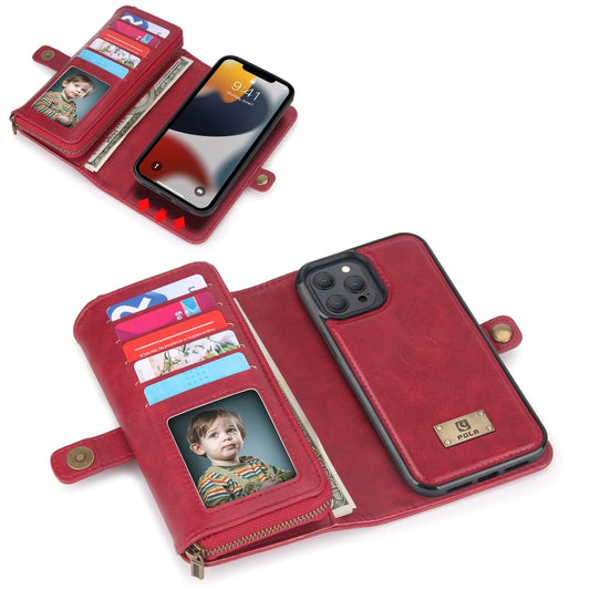 For iPhone 13 Pro Max Multi-functional Zipper Wallet Leather Phone Case(Red) - iPhone 13 Pro Max Cases by buy2fix | Online Shopping UK | buy2fix