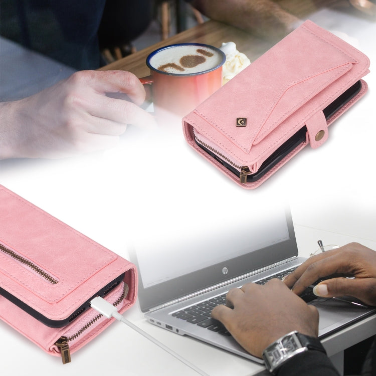 For iPhone 13 Pro Max Multi-functional Zipper Wallet Leather Phone Case(Pink) - iPhone 13 Pro Max Cases by buy2fix | Online Shopping UK | buy2fix