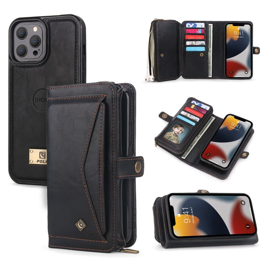For iPhone 13 Pro Multi-functional Zipper Wallet Leather Phone Case(Black) - iPhone 13 Pro Cases by buy2fix | Online Shopping UK | buy2fix