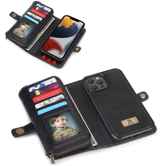 For iPhone 13 Multi-functional Zipper Wallet Leather Phone Case(Black) - iPhone 13 Cases by buy2fix | Online Shopping UK | buy2fix