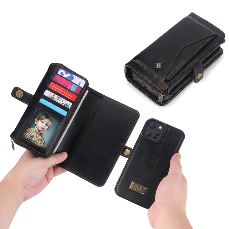 For iPhone 13 Multi-functional Zipper Wallet Leather Phone Case(Black) - iPhone 13 Cases by buy2fix | Online Shopping UK | buy2fix