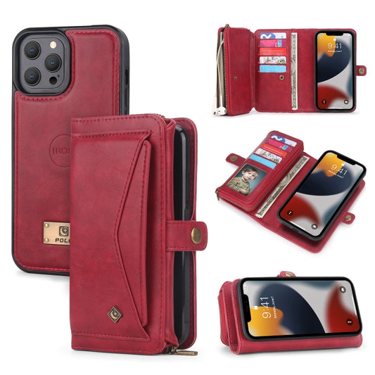 For iPhone 13 mini Multi-functional Zipper Wallet Leather Phone Case(Red) - iPhone 13 mini Cases by buy2fix | Online Shopping UK | buy2fix