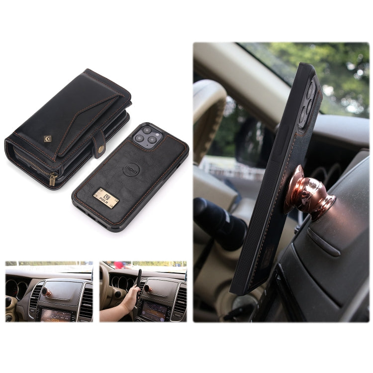 For iPhone 12 Multi-functional Zipper Wallet Leather Phone Case(Black) - iPhone 12 / 12 Pro Cases by buy2fix | Online Shopping UK | buy2fix