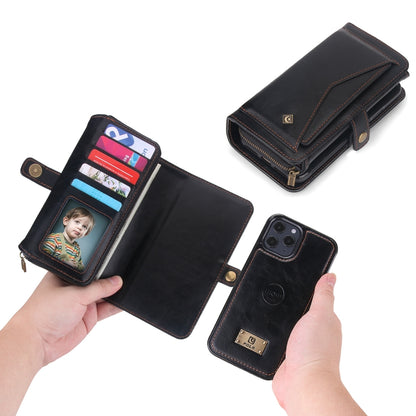 For iPhone 12 Pro Multi-functional Zipper Wallet Leather Phone Case(Black) - iPhone 12 / 12 Pro Cases by buy2fix | Online Shopping UK | buy2fix