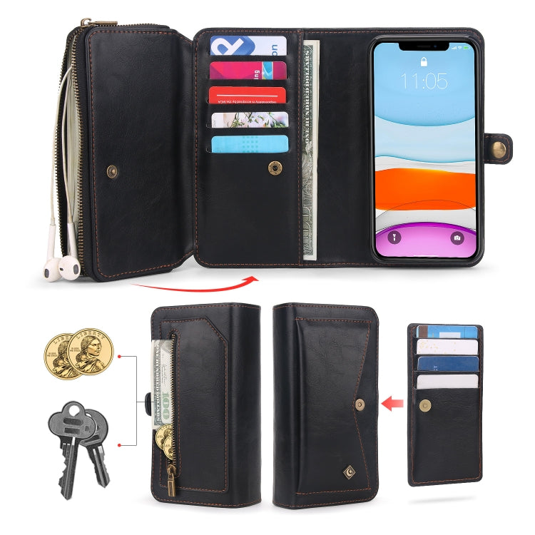 For iPhone 11 Multi-functional Zipper Wallet Leather Phone Case(Black) - iPhone 11 Cases by buy2fix | Online Shopping UK | buy2fix