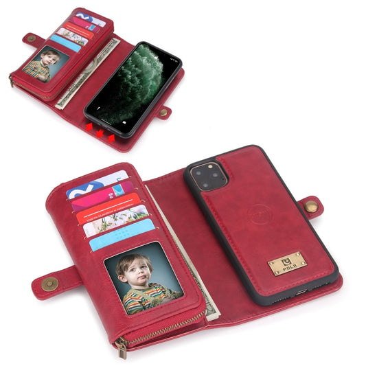 For iPhone 11 Pro Multi-functional Zipper Wallet Leather Phone Case(Red) - iPhone 11 Pro Cases by buy2fix | Online Shopping UK | buy2fix