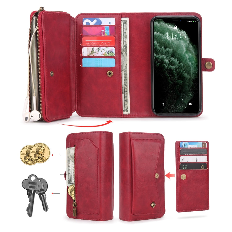 For iPhone 11 Pro Multi-functional Zipper Wallet Leather Phone Case(Red) - iPhone 11 Pro Cases by buy2fix | Online Shopping UK | buy2fix