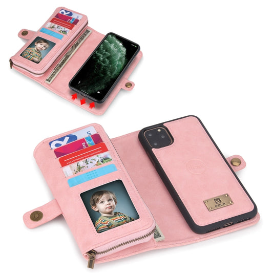 For iPhone 11 Pro Multi-functional Zipper Wallet Leather Phone Case(Pink) - iPhone 11 Pro Cases by buy2fix | Online Shopping UK | buy2fix