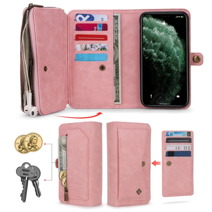 For iPhone 11 Pro Multi-functional Zipper Wallet Leather Phone Case(Pink) - iPhone 11 Pro Cases by buy2fix | Online Shopping UK | buy2fix