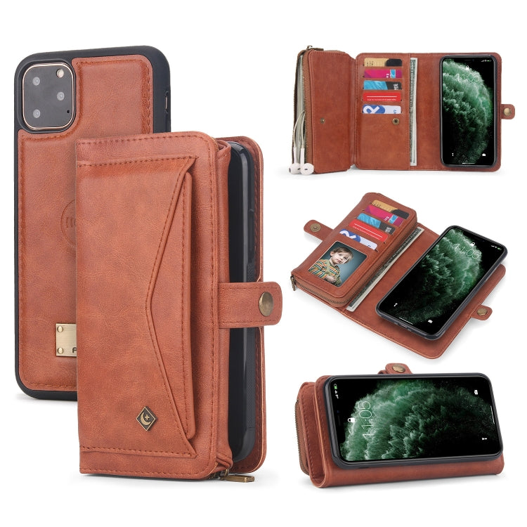 For iPhone 11 Pro Max Multi-functional Zipper Wallet Leather Phone Case(Brown) - iPhone 11 Pro Max Cases by buy2fix | Online Shopping UK | buy2fix