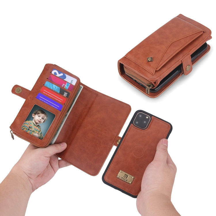 For iPhone 11 Pro Max Multi-functional Zipper Wallet Leather Phone Case(Brown) - iPhone 11 Pro Max Cases by buy2fix | Online Shopping UK | buy2fix
