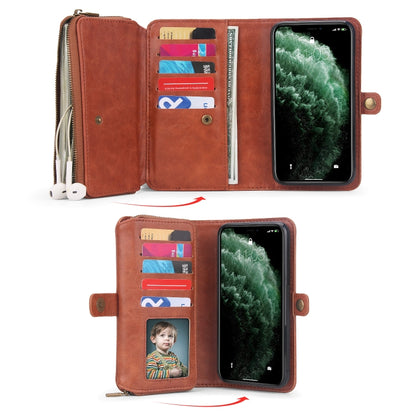 For iPhone 11 Pro Max Multi-functional Zipper Wallet Leather Phone Case(Brown) - iPhone 11 Pro Max Cases by buy2fix | Online Shopping UK | buy2fix