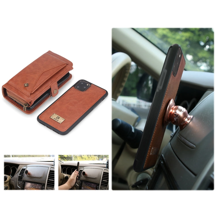 For iPhone 11 Pro Max Multi-functional Zipper Wallet Leather Phone Case(Brown) - iPhone 11 Pro Max Cases by buy2fix | Online Shopping UK | buy2fix