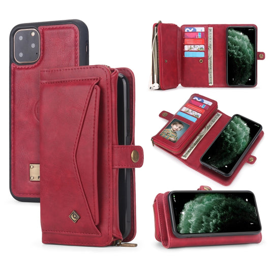 For iPhone 11 Pro Max Multi-functional Zipper Wallet Leather Phone Case(Red) - iPhone 11 Pro Max Cases by buy2fix | Online Shopping UK | buy2fix