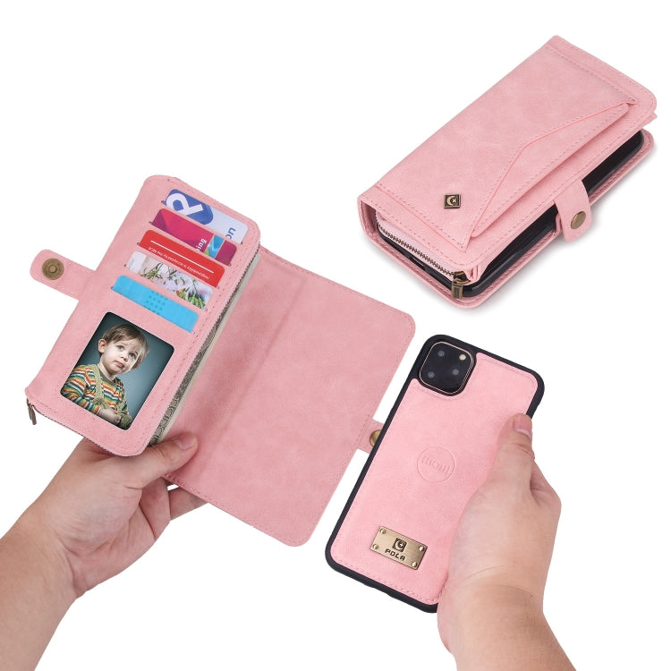 For iPhone 11 Pro Max Multi-functional Zipper Wallet Leather Phone Case(Pink) - iPhone 11 Pro Max Cases by buy2fix | Online Shopping UK | buy2fix