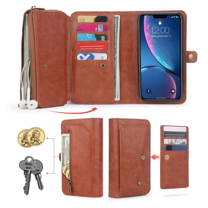 For iPhone XR Multi-functional Zipper Wallet Leather Phone Case(Brown) - More iPhone Cases by buy2fix | Online Shopping UK | buy2fix