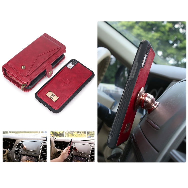 For iPhone XR Multi-functional Zipper Wallet Leather Phone Case(Red) - More iPhone Cases by buy2fix | Online Shopping UK | buy2fix