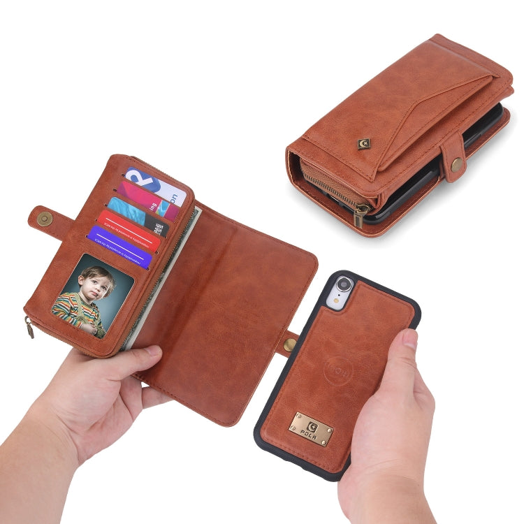 For iPhone XS Max Multi-functional Zipper Wallet Leather Phone Case(Brown) - More iPhone Cases by buy2fix | Online Shopping UK | buy2fix