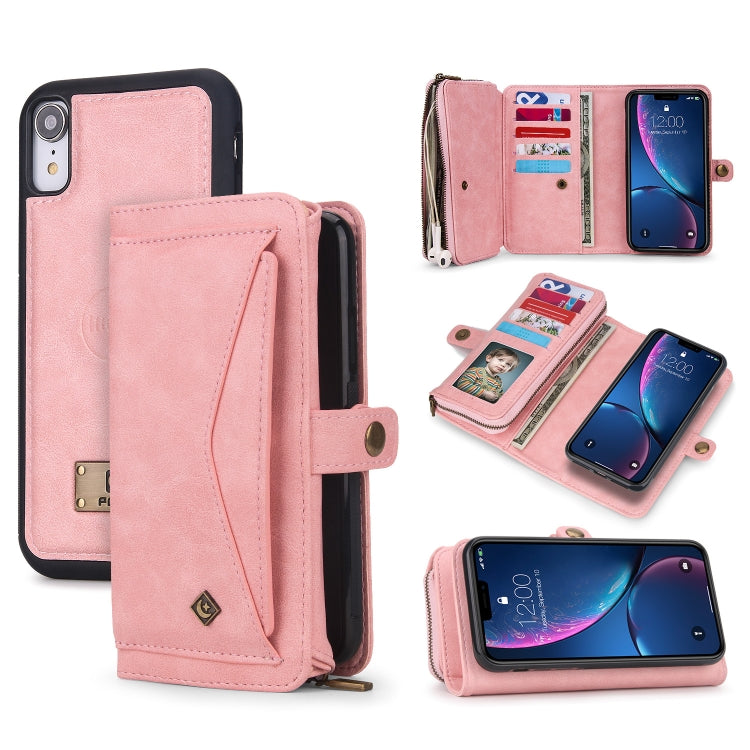 For iPhone XS Max Multi-functional Zipper Wallet Leather Phone Case(Pink) - More iPhone Cases by buy2fix | Online Shopping UK | buy2fix