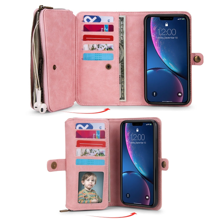 For iPhone XS Max Multi-functional Zipper Wallet Leather Phone Case(Pink) - More iPhone Cases by buy2fix | Online Shopping UK | buy2fix