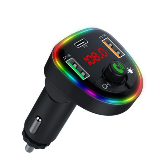 P24 1 Type-C + 2 USB Car Charger Car Bluetooth Music Player Voltage Detection - Bluetooth Car Kits by buy2fix | Online Shopping UK | buy2fix