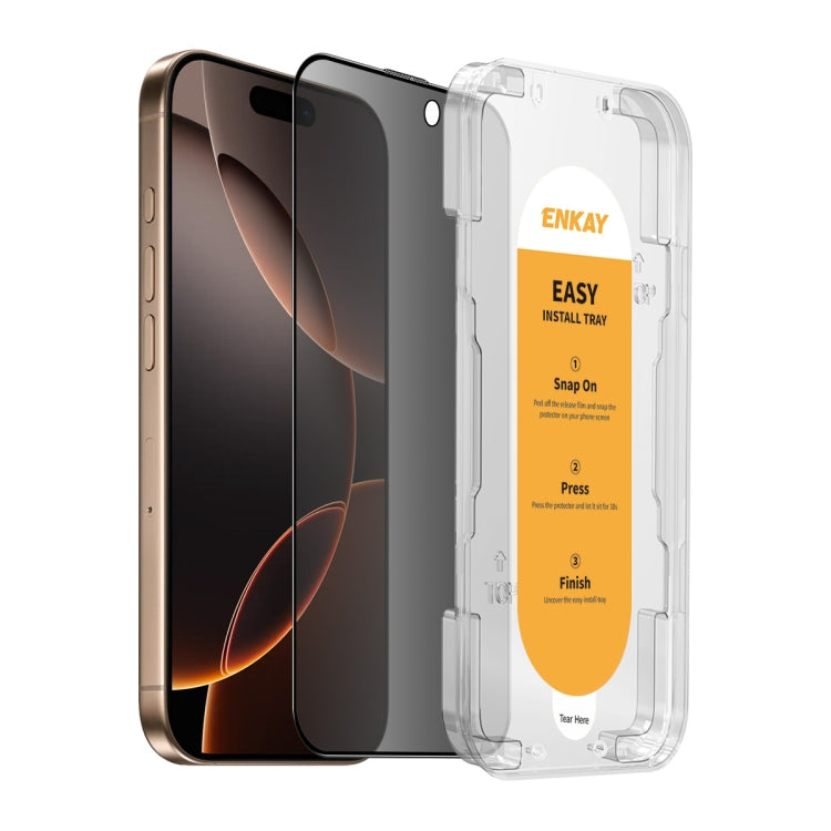 For iPhone 16 Pro Max ENKAY Easy Install Anti-peeping Privacy Full Screen Tempered Glass Film by ENKAY