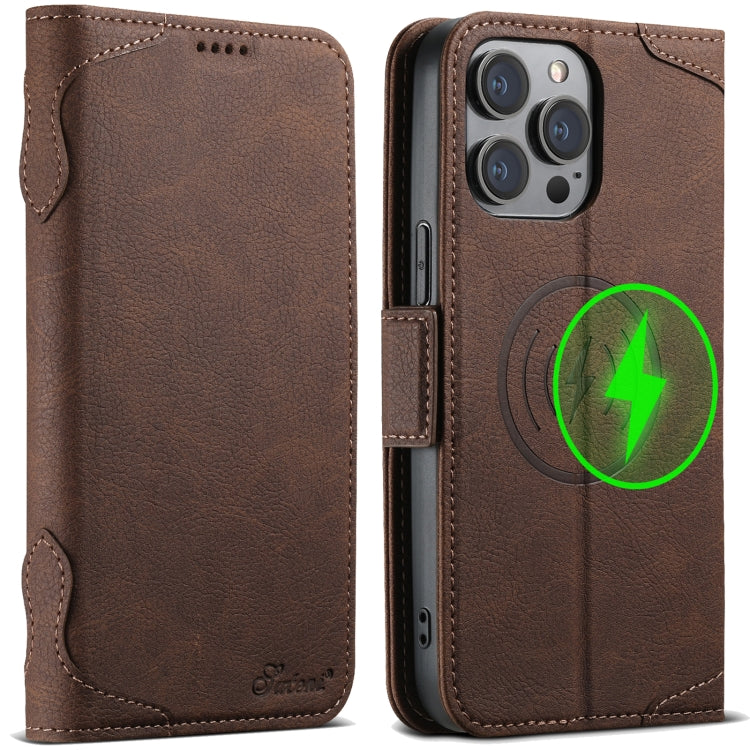 For iPhone 15 Pro Max SUTENI J07 Multifunctional Horizontal Flip Magsafe Leather Phone Case(Brown) - iPhone 15 Pro Max Cases by Suteni | Online Shopping UK | buy2fix