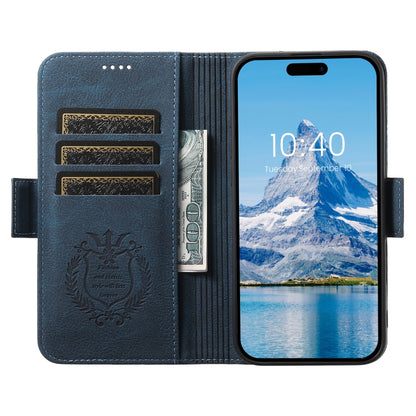 For iPhone 16 SUTENI J07 Multifunctional Horizontal Flip Magsafe Leather Phone Case(Blue) - iPhone 16 Cases by Suteni | Online Shopping UK | buy2fix