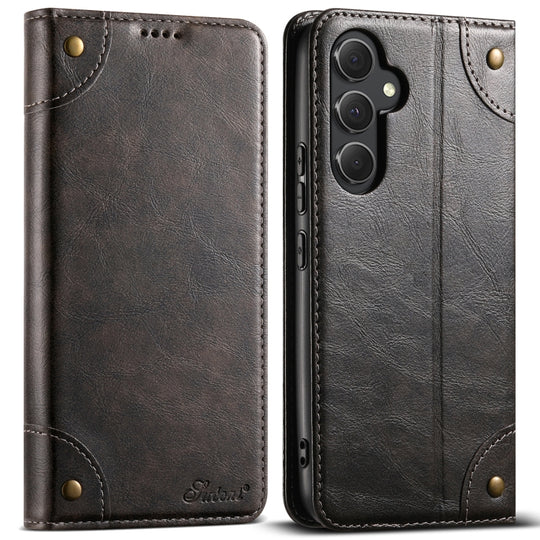 For Samsug Galaxy S24 Ultra 5G Suteni Baroque Calf Texture Buckle Wallet Leather Phone Case(Black)