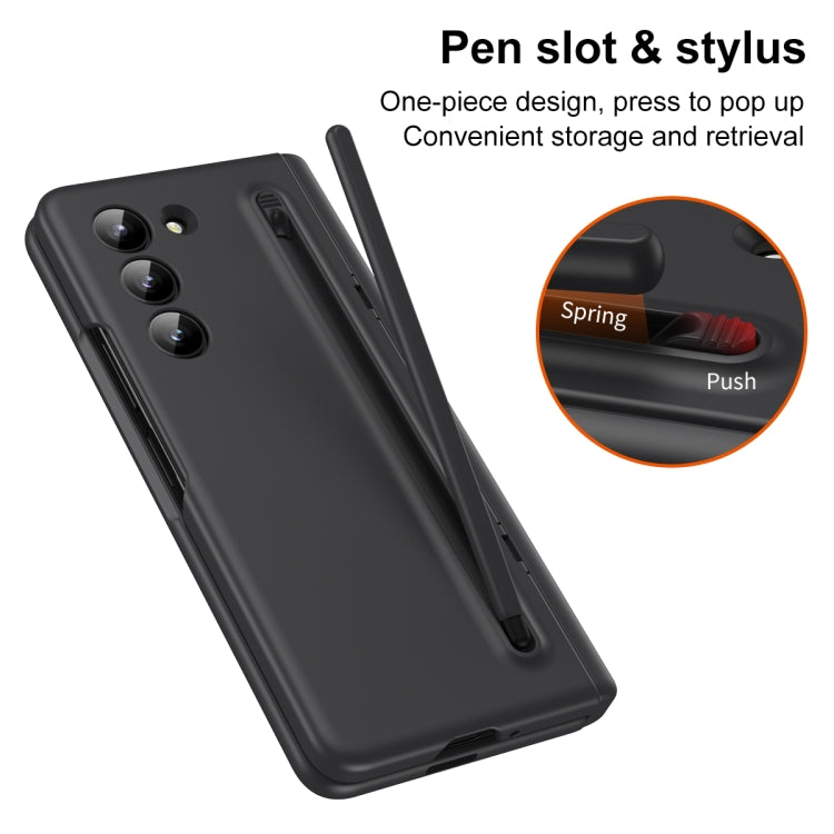 For Samsung Galaxy Z Fold5 5G Long Chi Grain Leather Shockproof Phone Case, No Pen(Black) - Galaxy Z Fold5 Cases by buy2fix | Online Shopping UK | buy2fix
